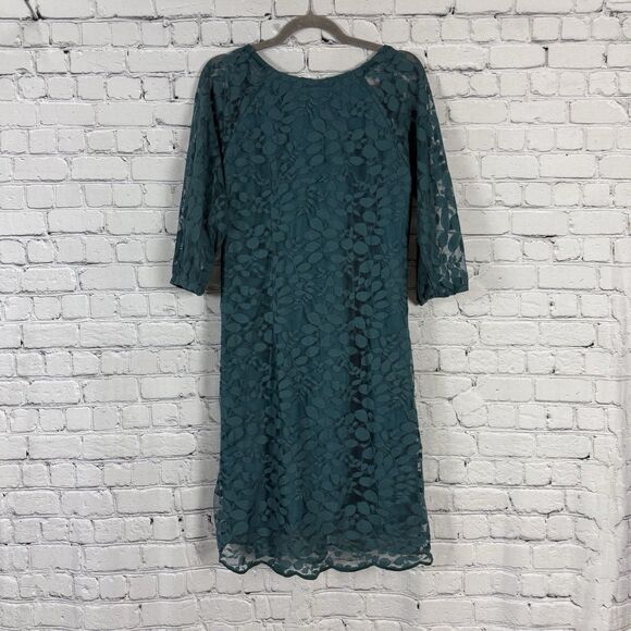 Garnet Hill Bohème Easy Lace Dress in Teal Green Bishop Sleeve 8 - Picture 13 of 15